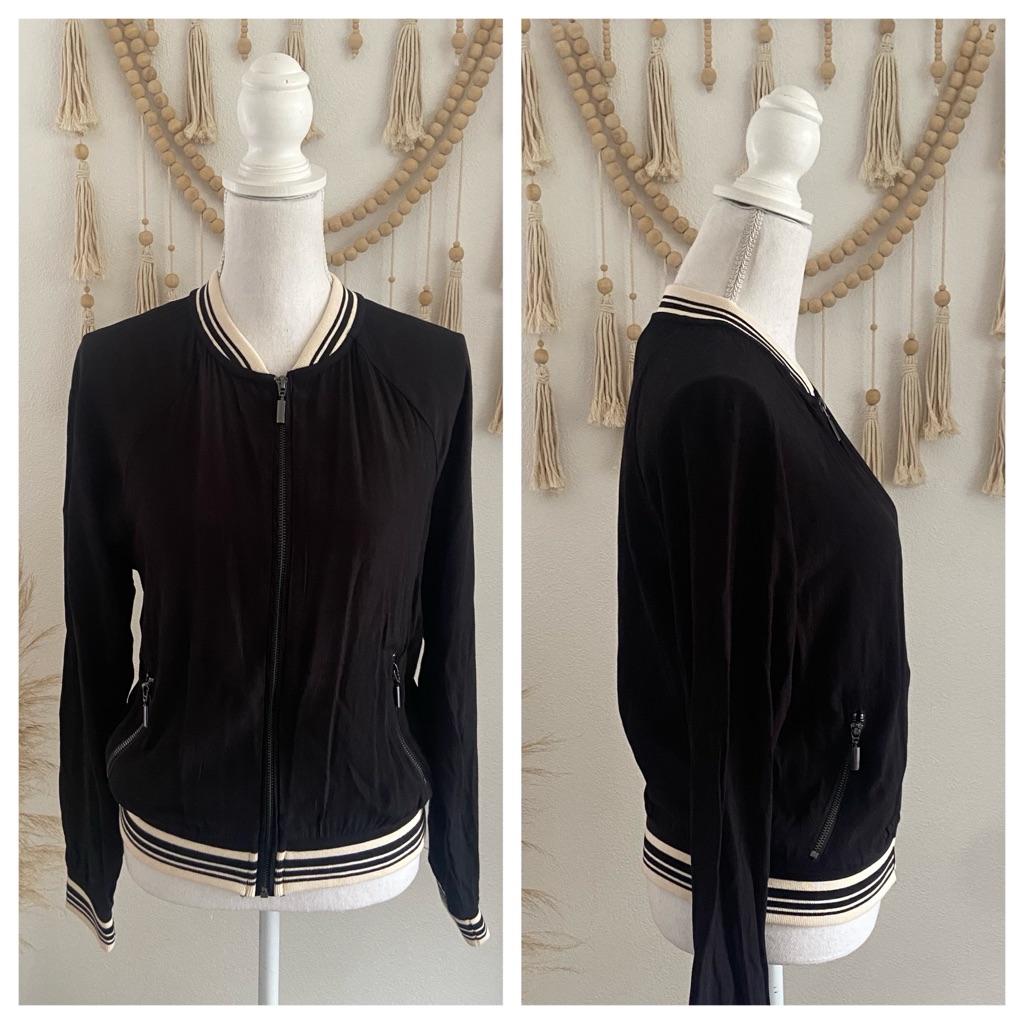 Target Xhilaration Black Crepe Bomber Jacket Athletic Lightweight Sporty Medium